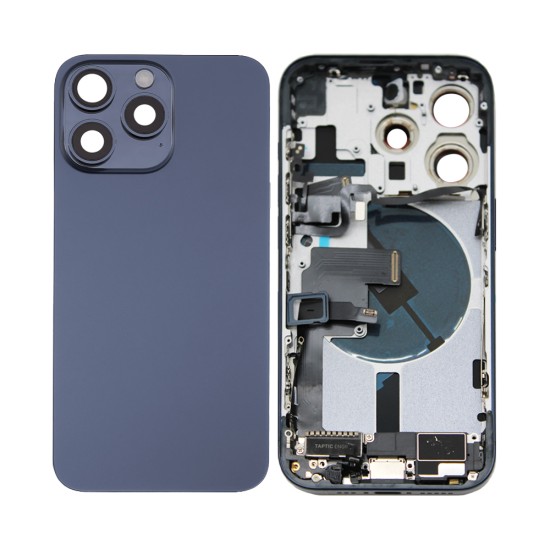 Tampa Traseira+Frame+Flex Apple iPhone 15 Pro com  Wireless Charge+Flashlight Flex Titânio Azul